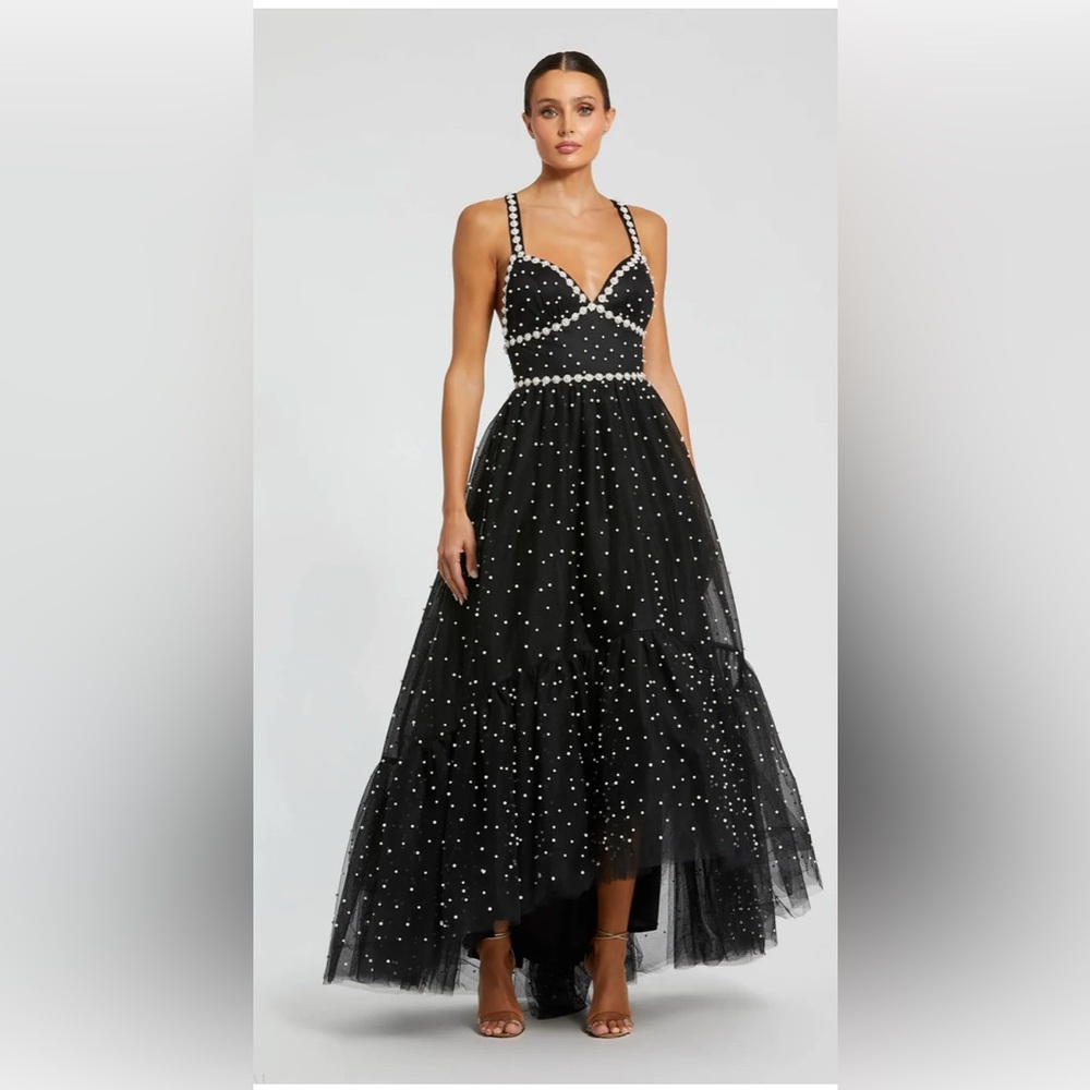 Elegant Black Pearl-Embellished Dress